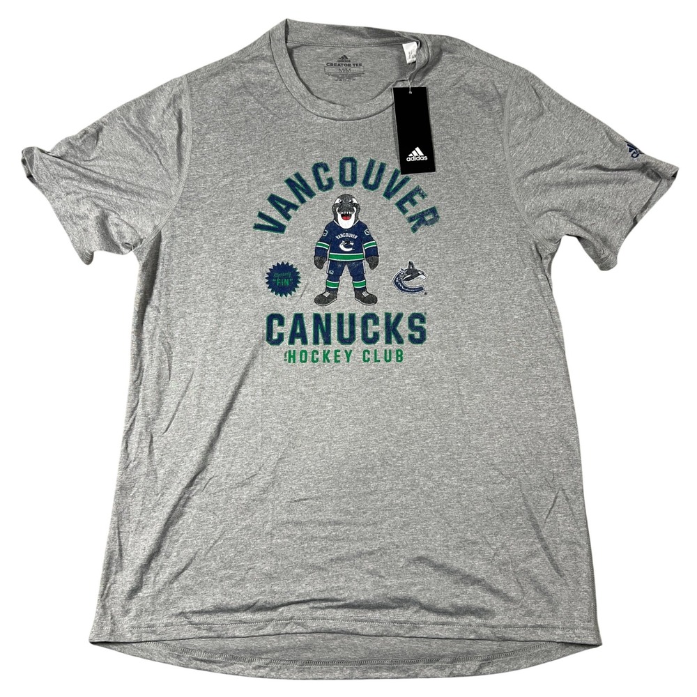 Adidas Vancouver Canucks Creator Tee Mens Medium Gray Climalite Hockey Shirt Fin
